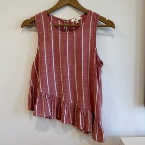 Revolve BP Pink Asymmetrical Ruffled Tank Top